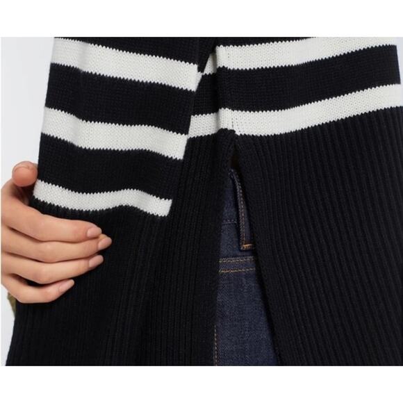 NWOT Black & White Striped Mock Neck Sweater Womens Large Oversized Fit - Picture 3 of 8